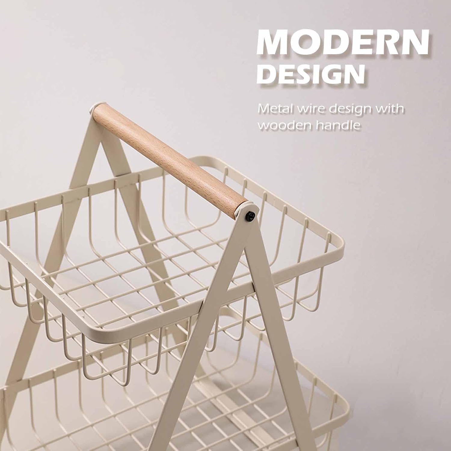 Detachable 2-Tier Fruit Basket, Vegetable Rack & Fruit Bowl Holder for Kitchen - Image 3