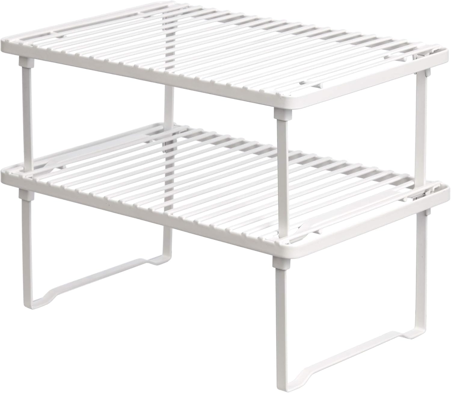 Stackable Kitchen Storage Shelves, Pack of 2, 20.3 x 31.6 x 11.4 cm, Metal, White