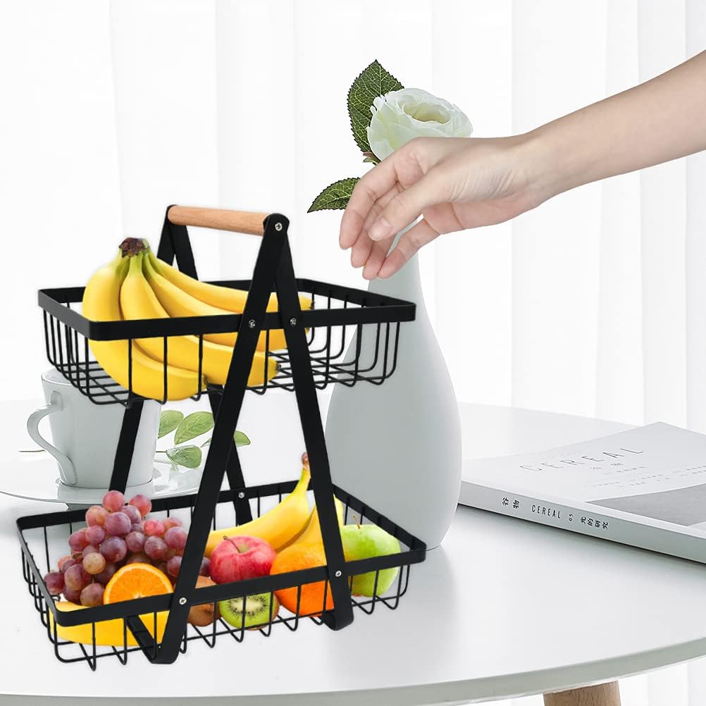 2-Tier Fruit Basket, Detachable Fruit Holder with Screwdriver for Home, Kitchen, Office - Image 6