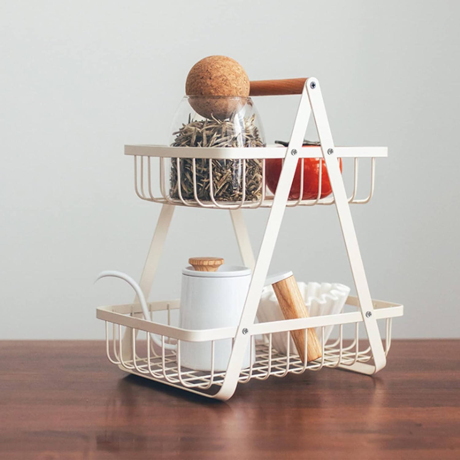 Detachable 2-Tier Fruit Basket, Vegetable Rack & Fruit Bowl Holder for Kitchen - Image 6