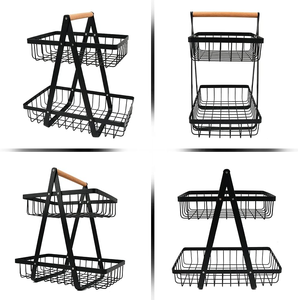 2-Tier Fruit Basket, Detachable Fruit Holder with Screwdriver for Home, Kitchen, Office - Image 7