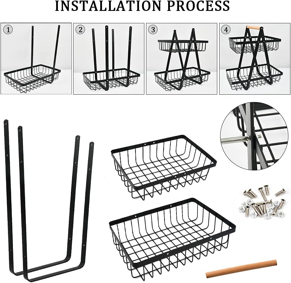 2-Tier Fruit Basket, Detachable Fruit Holder with Screwdriver for Home, Kitchen, Office - Image 3