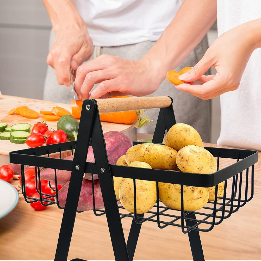2-Tier Fruit Basket, Detachable Fruit Holder with Screwdriver for Home, Kitchen, Office - Image 4