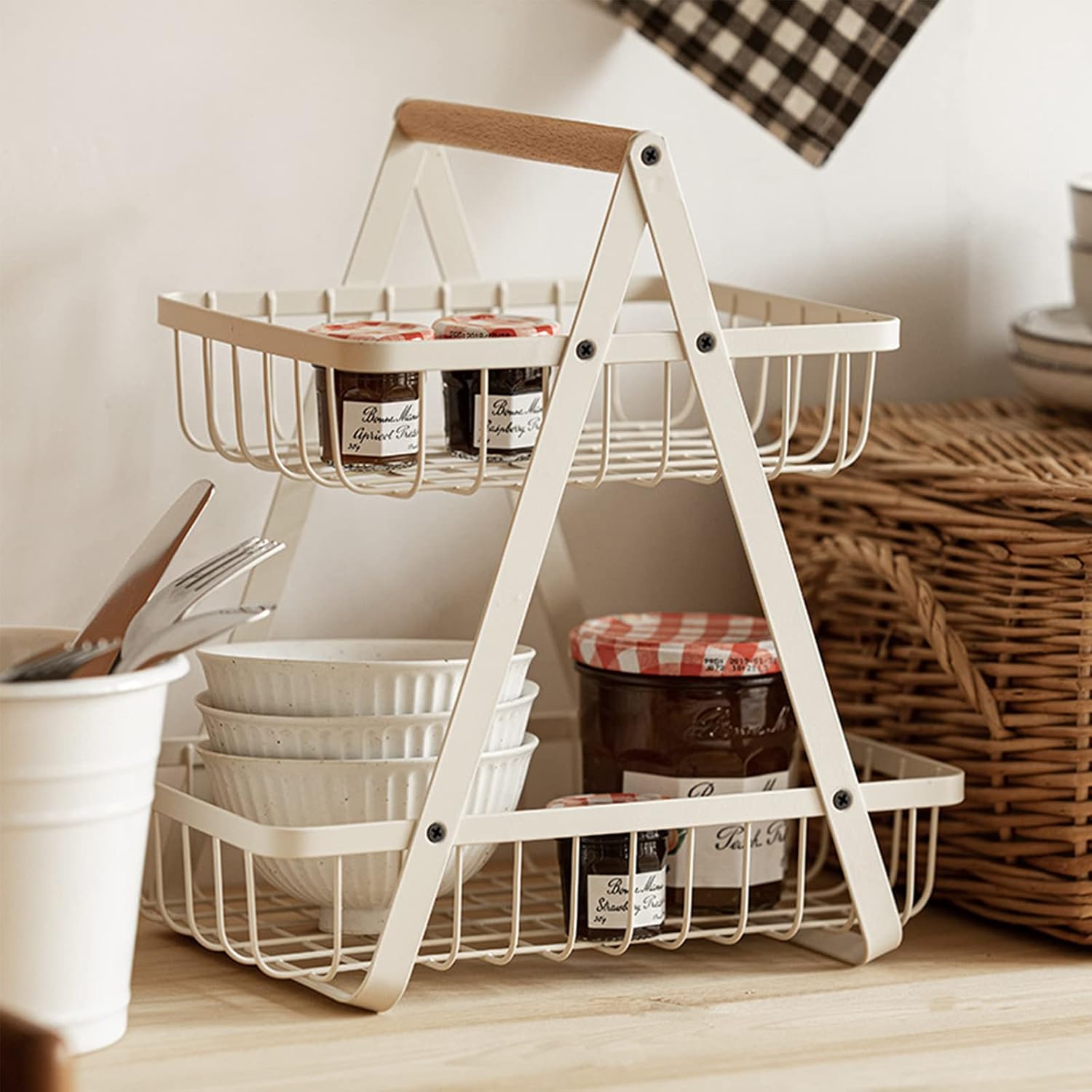 Detachable 2-Tier Fruit Basket, Vegetable Rack & Fruit Bowl Holder for Kitchen - Image 7