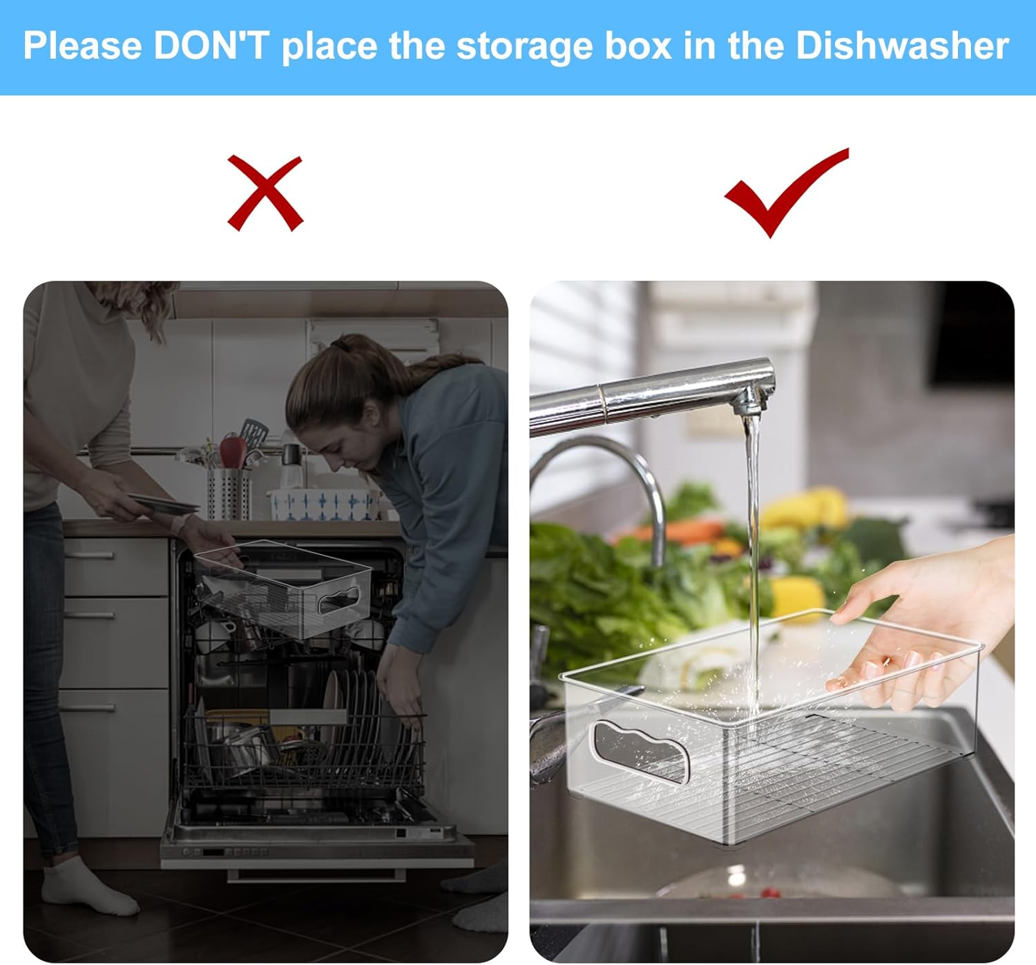 Fridge Storage Organiser, 6 Pack (3 Sizes), Stackable for Pantry, Freezer, Cabinet, Drawer - Image 7