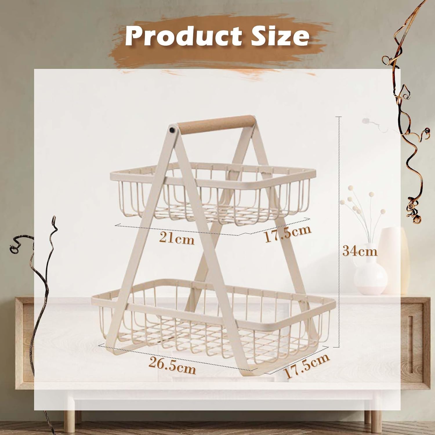 Detachable 2-Tier Fruit Basket, Vegetable Rack & Fruit Bowl Holder for Kitchen - Image 5