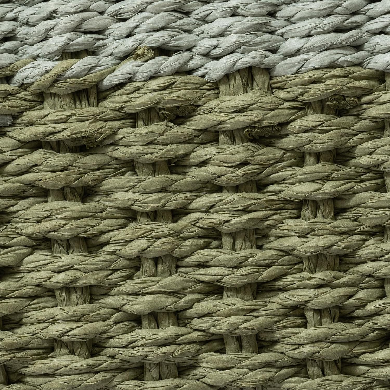 Small Wicker Baskets for Organizing, Recycled Paper Rope Storage Basket Set of 3, Sage and Light Green - Image 5